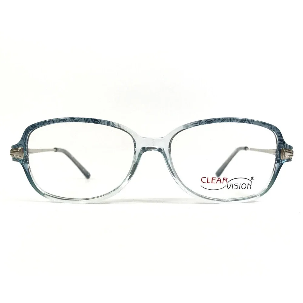 Clear Vision Eyeglasses Frames KAYLEE BLUE SILVER MIX Square Full Rim 51-15-130
